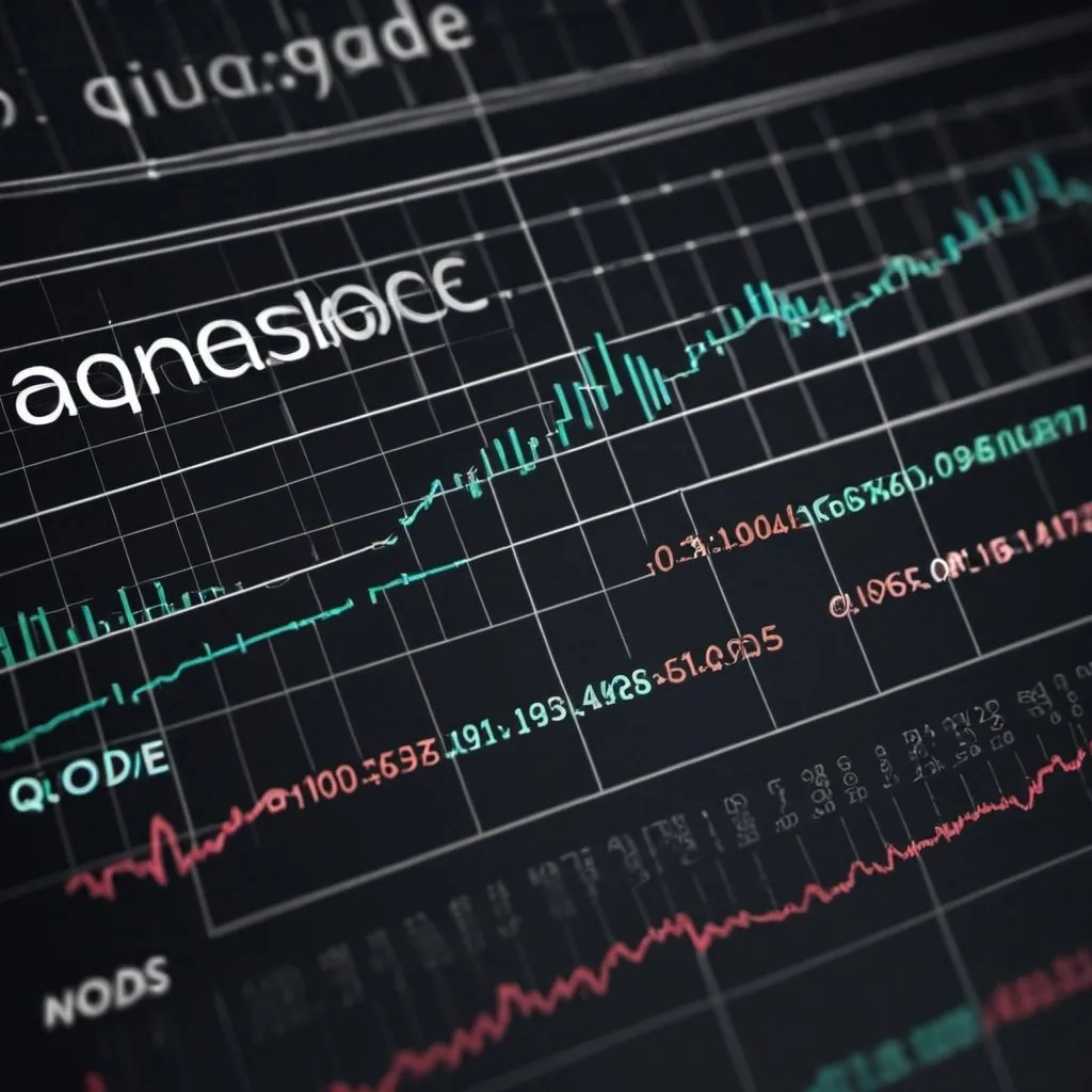 Prompt: Make an innovative image for a quant investment company called qode showing codes with finance stocks