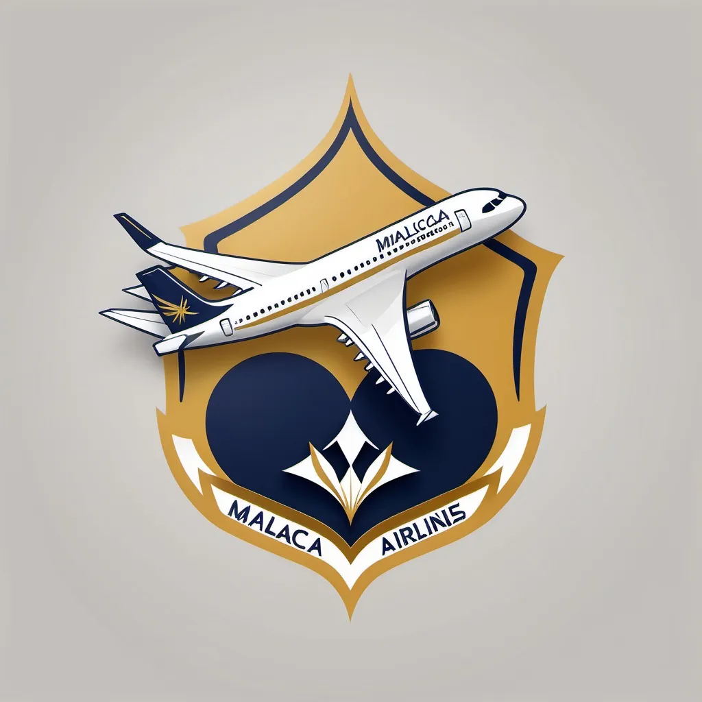 Prompt: Name: “Malacca Kingdom Airlines”
	•	Color Palette: Royal gold, navy blue, silver/white
	•	Symbol: A sleek, modern airplane or wing icon that is subtle but adds motion and flight dynamics
	•	Font: Elegant serif, with a touch of formality to represent royalty and luxury