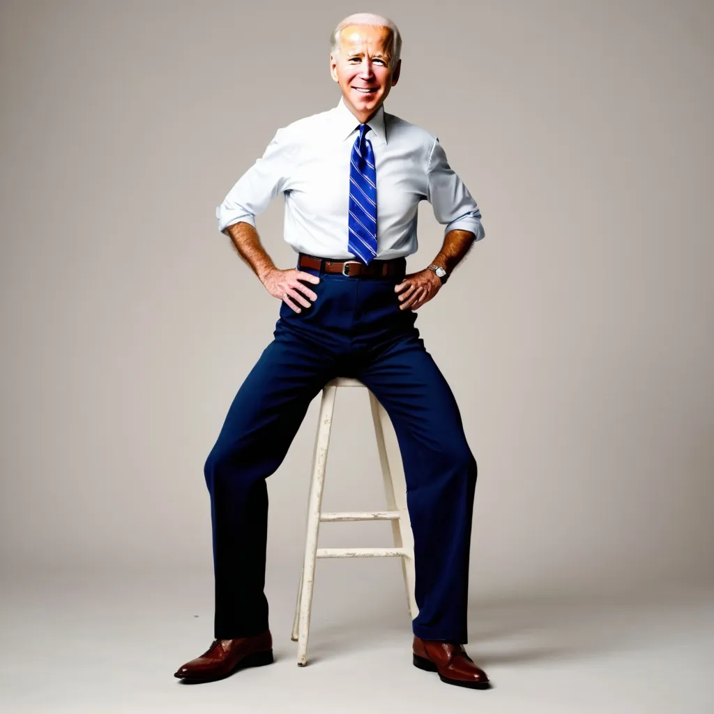 Prompt: Joe Biden extremely high waisted pants