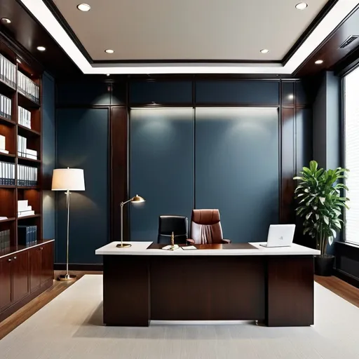 Prompt: 
modern law office without wood on the walls
