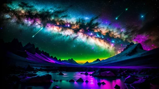 Prompt: Galactic space exploration, digital illustration, cosmic nebulae, vibrant colors, high definition, sci-fi, cosmic, detailed stars, futuristic technology, surreal, vibrant tones, dramatic lighting with comet streaking across the sky and another world in the background