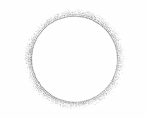 Prompt: a circle made of dots on a white background with a black dot in the middle of the circle,, Carol Bove, kinetic pointillism, sharp foccus ilustration, a stipple