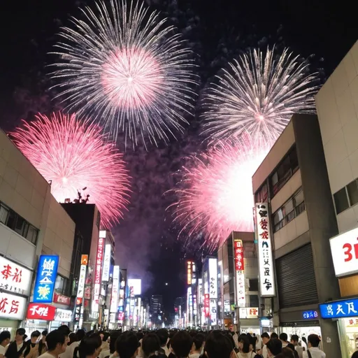 Prompt: Fogos de artificio em shibuya