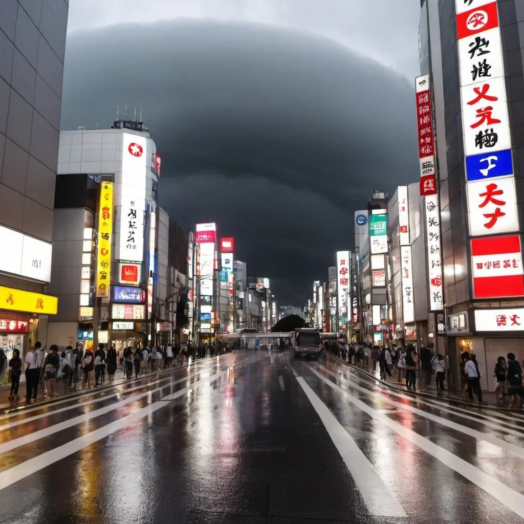 Prompt: Tempestade de raios no cruzamento de shibuya