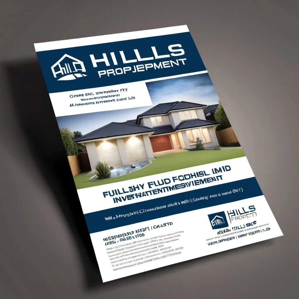 Prompt: Create a flyer for me with the name Hills property and investment Ltd 