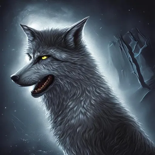 snarling white and grey wolf looking into distance,... | OpenArt