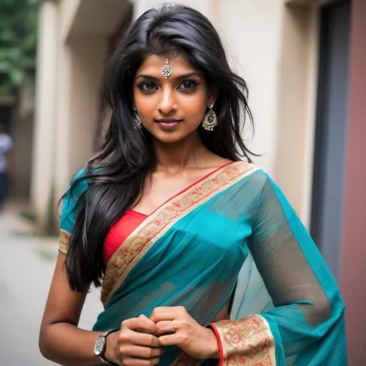 Prompt: Beautiful indian Women with a saree