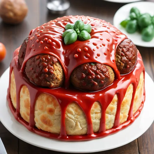 Prompt: meatball cake