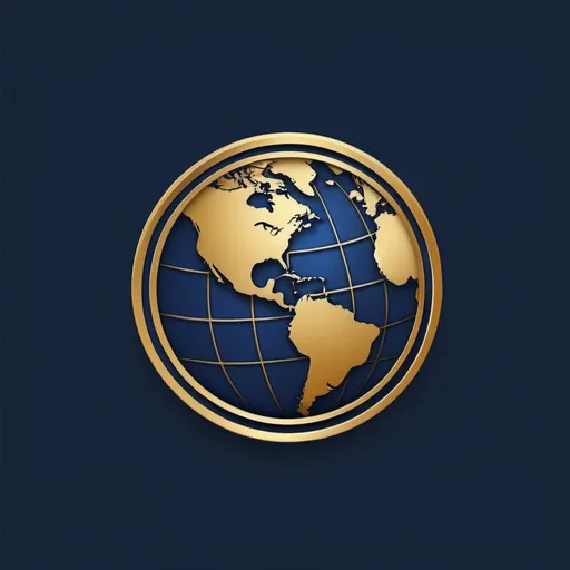 Prompt: create icon for global education that is navy blue and gold with modern look and a naval vibe, include a shaded background from dark to light
