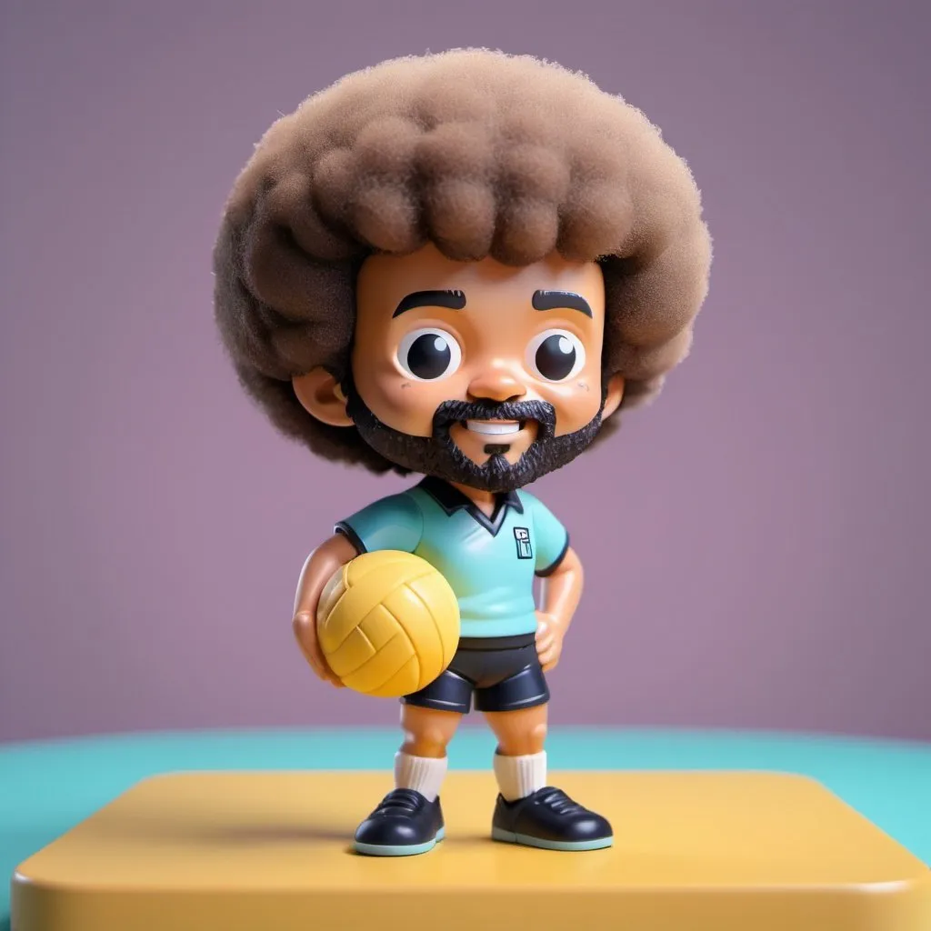 Prompt: Tiny cute bob ross toy, 
fuzzy hair, dressed as a volleyball coach, soft smooth 
lighting, soft pastel 
colors, skottie young, 
3d blender render, 
polycount, modular 
constructivism, pop 
surrealism, physically 
based rendering, 
square image
