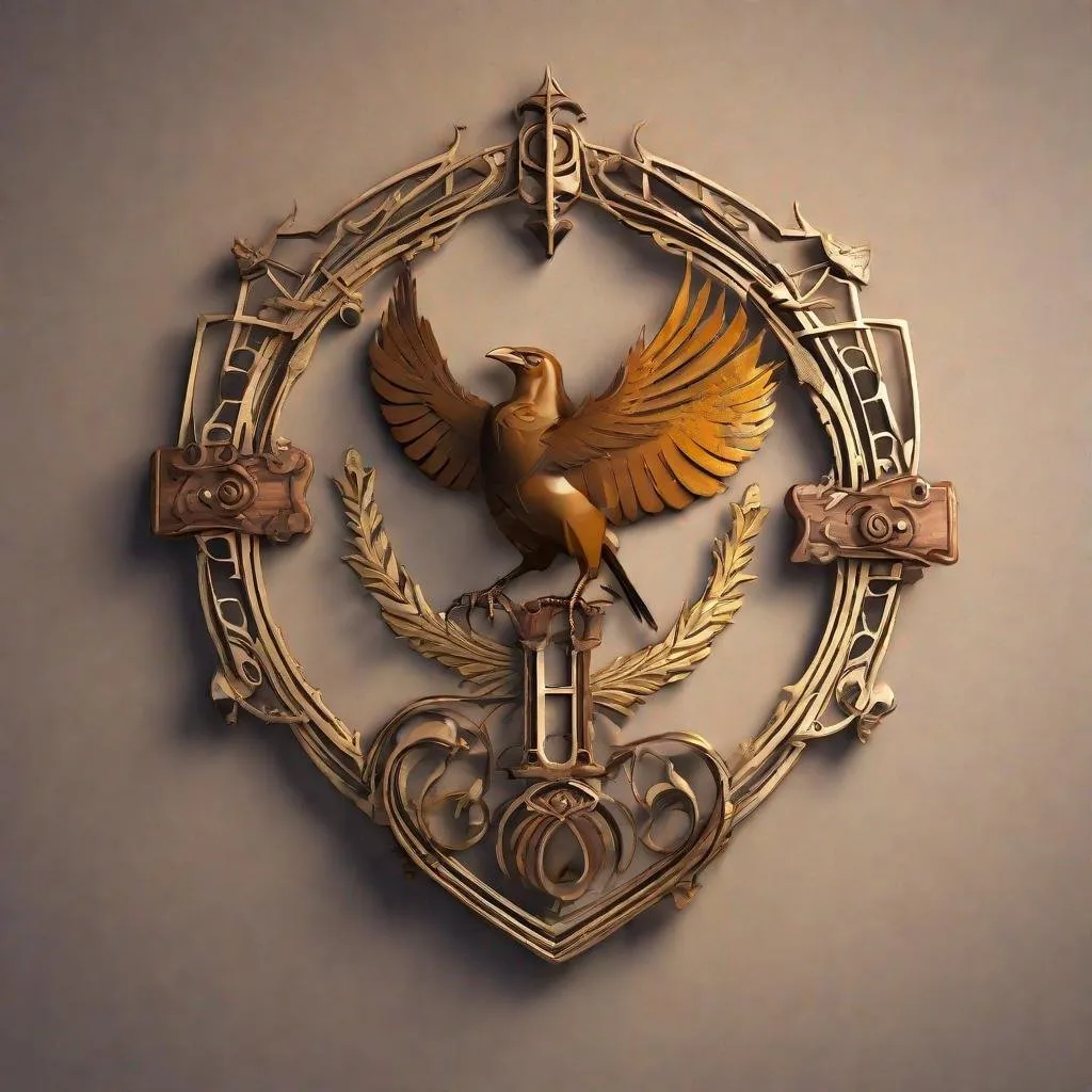 The family crest of a fantasy house with the silhoue...