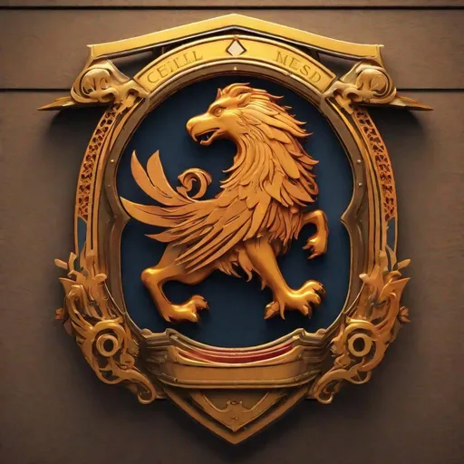 Prompt: The family crest of a fantasy house  with a silhouette of a griffin head, humble, modest, light steampunk fantasy, dnd, artstation, octane render, cgsociety, HDR, UHD, 64k, best quality