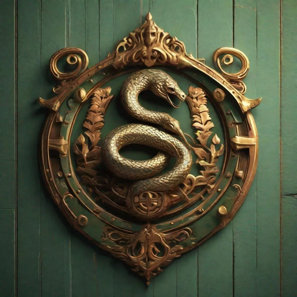 Prompt: The family crest of a fantasy house  with a silhouette of a biting snake, humble, modest, light steampunk fantasy, dnd, artstation, octane render, cgsociety, HDR, UHD, 64k, best quality