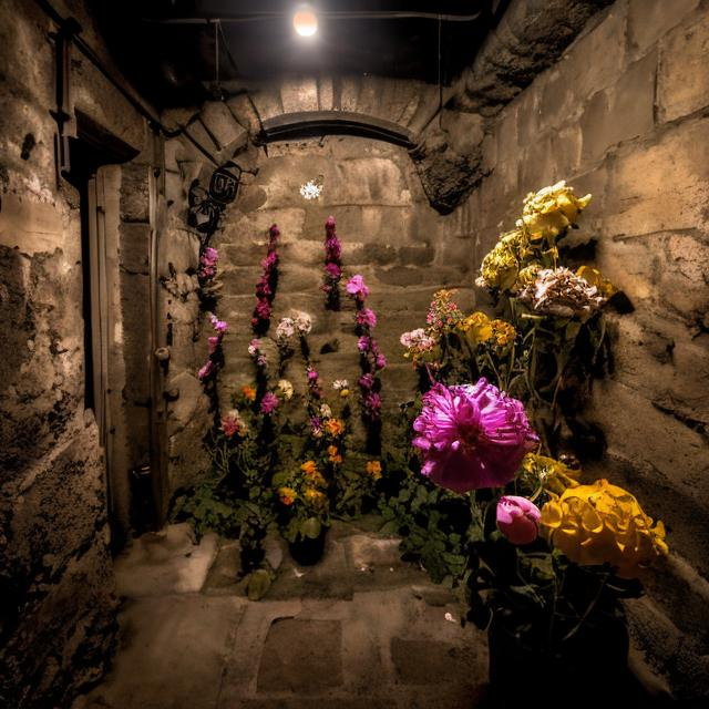 Prompt: flowers in the dungeon