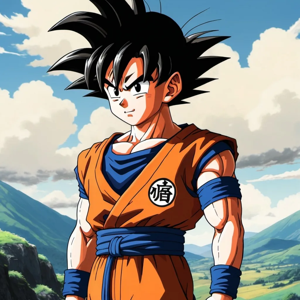 Prompt: Goku from dragon ball z in ghibli art style