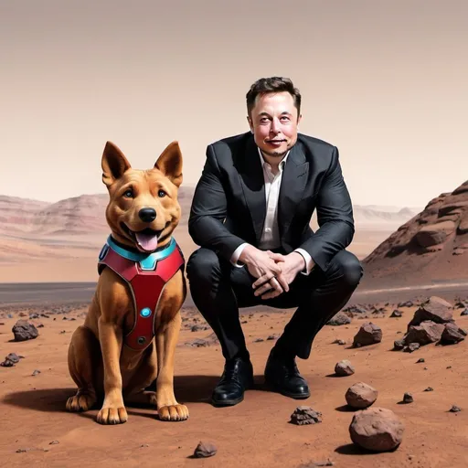 Prompt: elon musk with sccoby doo on mars


