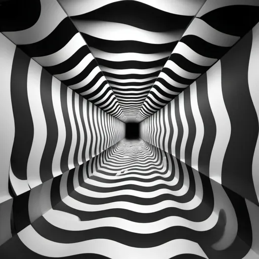 Prompt: A square tunnel perspective with wavy wavy sides with a thickness of three millimeters and two millimeters in an artistic way