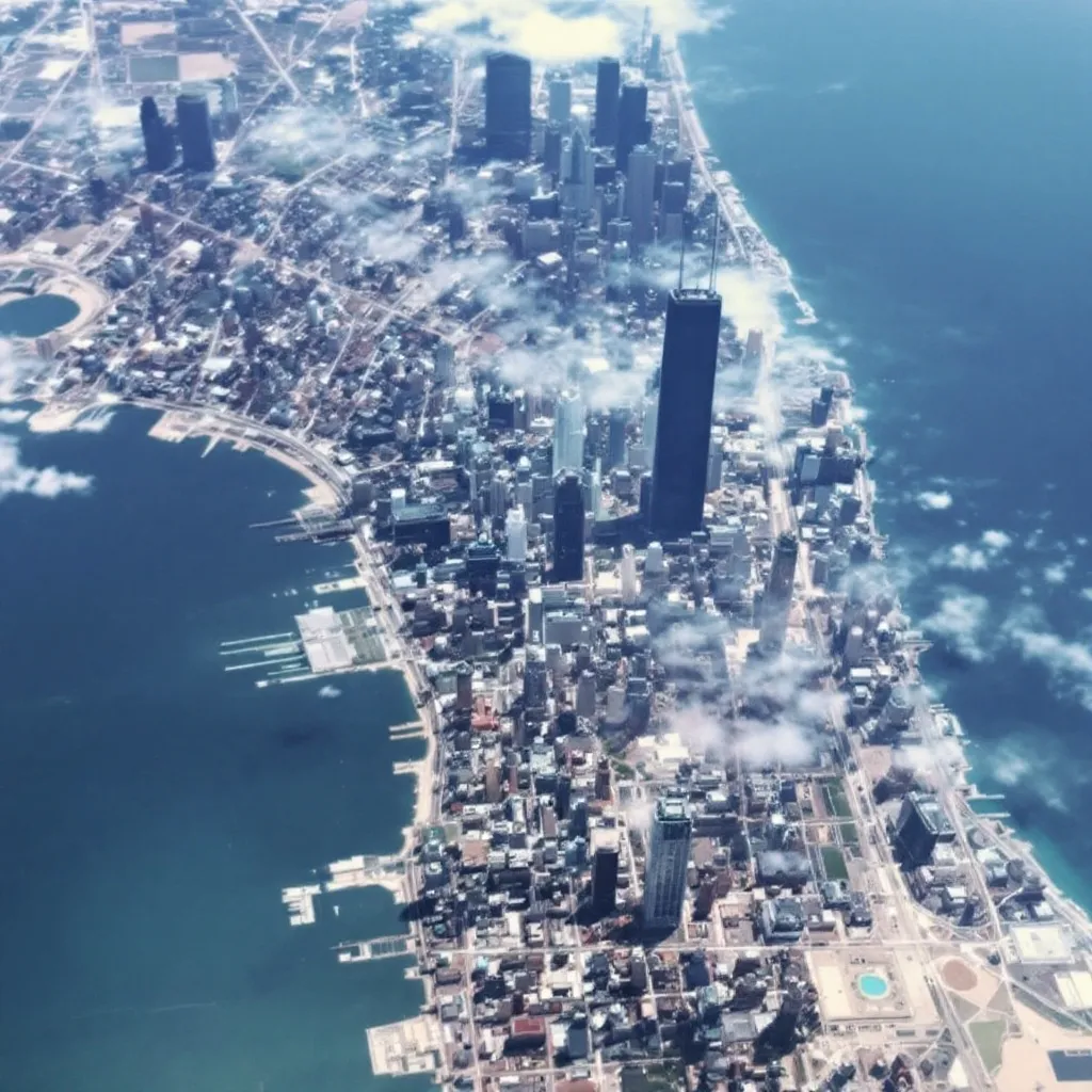 Prompt: Chicago satellite view