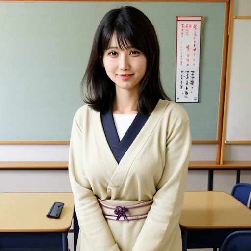 Prompt: Cute Japanese woman teacher face 