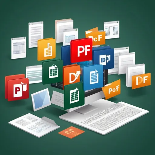 Prompt: an image having multiple files and image formats such as pdf,doc, excel,csv, image, png, jpg, tiff