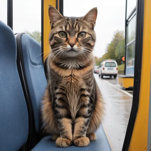 Prompt: chat, bus, pas d'école