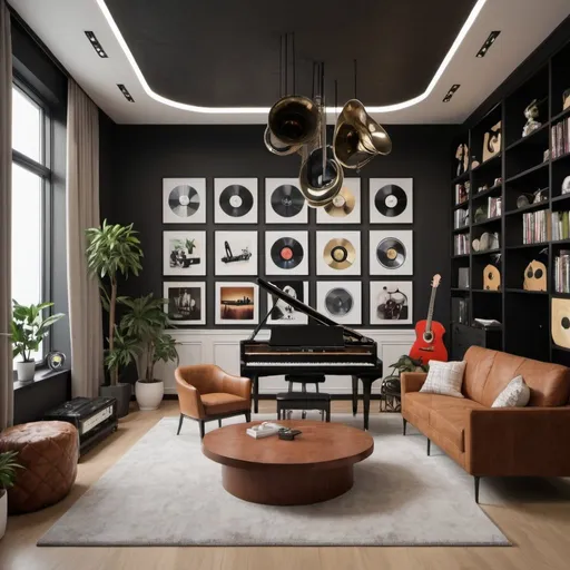 Prompt: an interior design space that has a musical theme