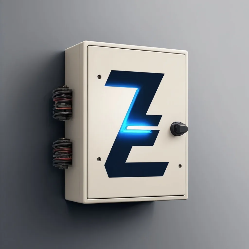 Prompt: create a logo of E and Z based on electric switchgear