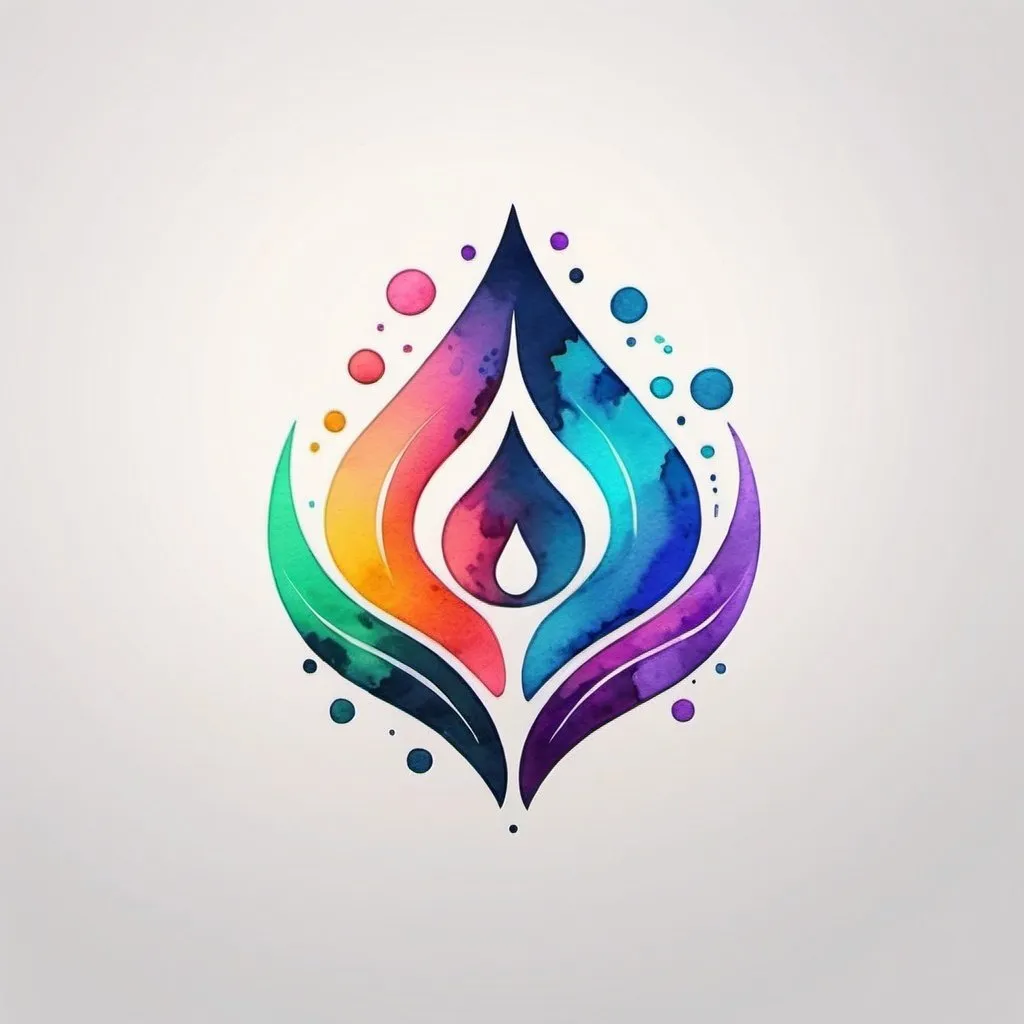 Prompt: Simple logo design, water colors colorful, modern shaped, videogaming, pc gaming theme
