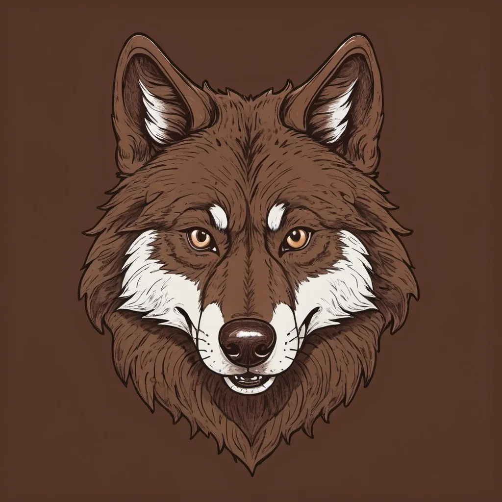 Prompt: Goofy chocolate brown wolf hand drawing 