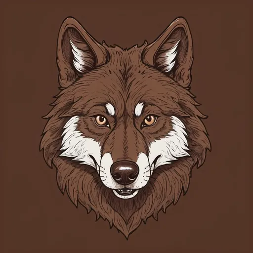 Prompt: Goofy chocolate brown wolf hand drawing 