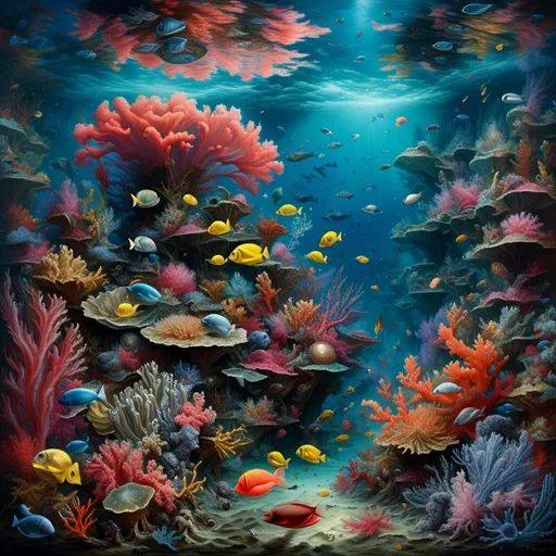 Prompt: A vibrant coral reef teeming with marine lifeA vibrant coral reef teeming with marine life<mymodel>