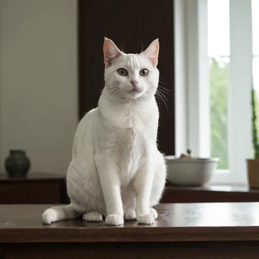 Prompt: A cat is sitting on the table