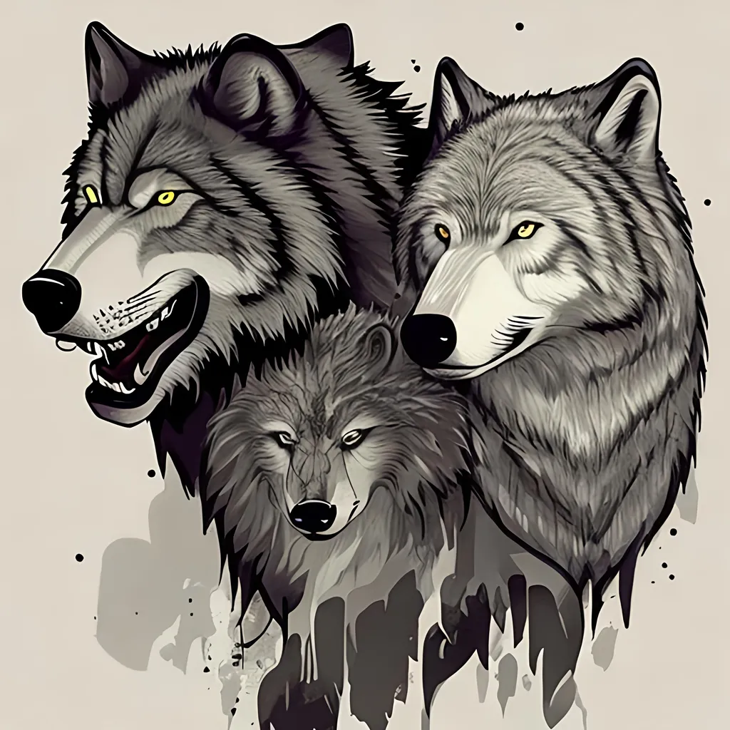 Stunning Three Wolves Tattoo by Sabrina Cruz