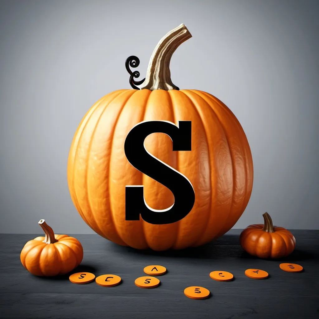 Prompt: Pumpkin with the letter S Halloween