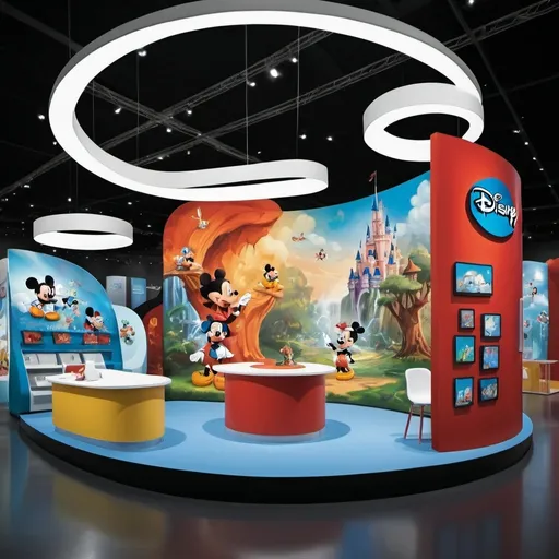 Prompt: disney concept exhibition booth design, kids, fantasy cloured, beautiful