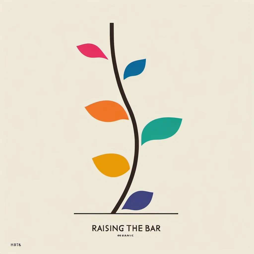 Prompt: raising the bar, colourful, simple graphic, organic, 

