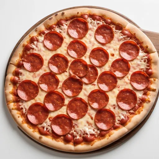 Prompt: pepperoni pizza on white table