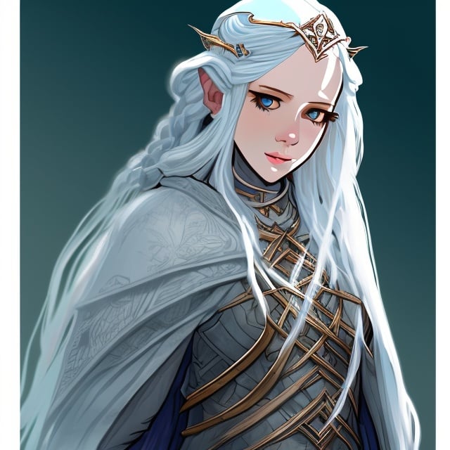 Prompt: A human lady of Minas Tirith Gondor of Tolkien's Middle Earth kinda very  80s style amime look feel detailed defined