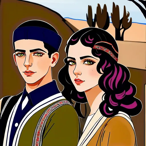 Prompt: Very realistic, very vibrant,authentic looks and feel israeli very early to late 1920s true period and place style period styles real realistic looks 1920s in Israel style women with 1920s hairstyles guys shorter natural like hair kinda buffed strong looking kinda kinda lighter olive/tan skin color attractive/handsome very youth both male and female very israelis sabras look in israel in israeli kibbutz very 1920s Israeli fashions styles looking real like authentic natural looking very israeli style very Israeli look ansd feel Israeli vivid like colors full body shots pics young people in group settings variety of realistic real like physical types and looks with some lighter looking very Israeliana with subtle vivid brighter look and details