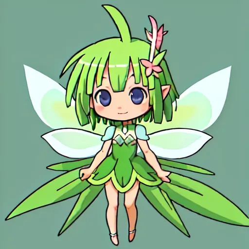 Prompt: anime leek not a human, cute, fairy wings