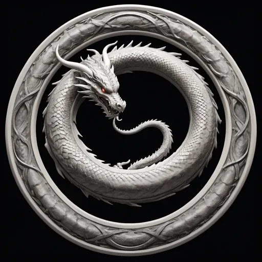 Prompt: The Ouroboros, a dragon biting its own tail to form a circle, represents the unity and eternity of the All, symbolizing the infinite cycle of birth and destruction, as well as the self-sufficient nature of the universe.






