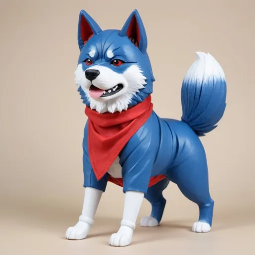 Prompt: Create a manga drawing in the style of "Yu Yu Hakusho" of a bipedal blue akita inu wearing a red bandana with red boxing gloves 





