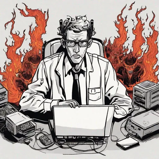 Prompt: it engineer in hell