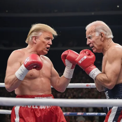 Prompt: Donald trump boxing against joe biden in a stadium