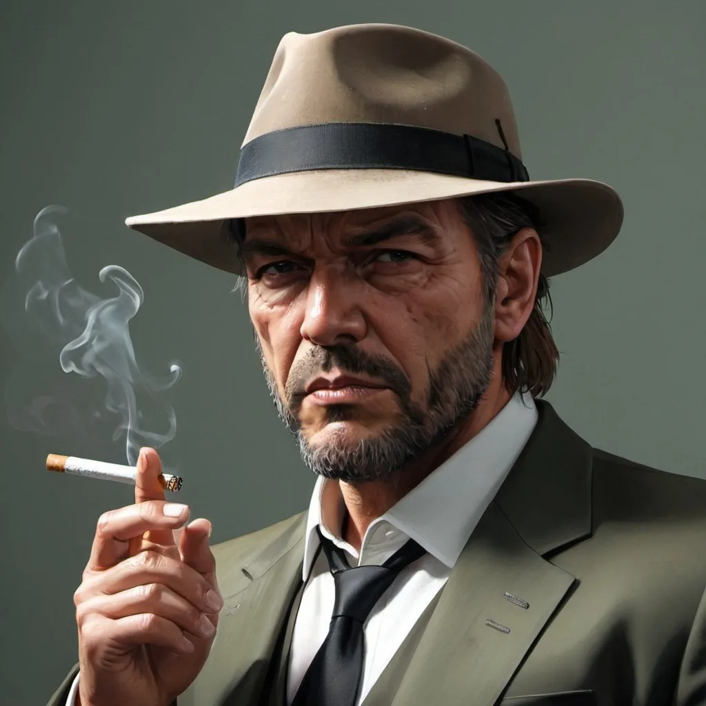 Prompt: Big boss with hat and cigarette 