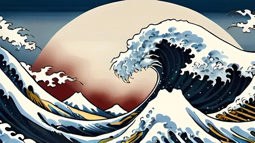 Prompt: a kanagawa wave with kuraokami white dragon and blue sky like japan art