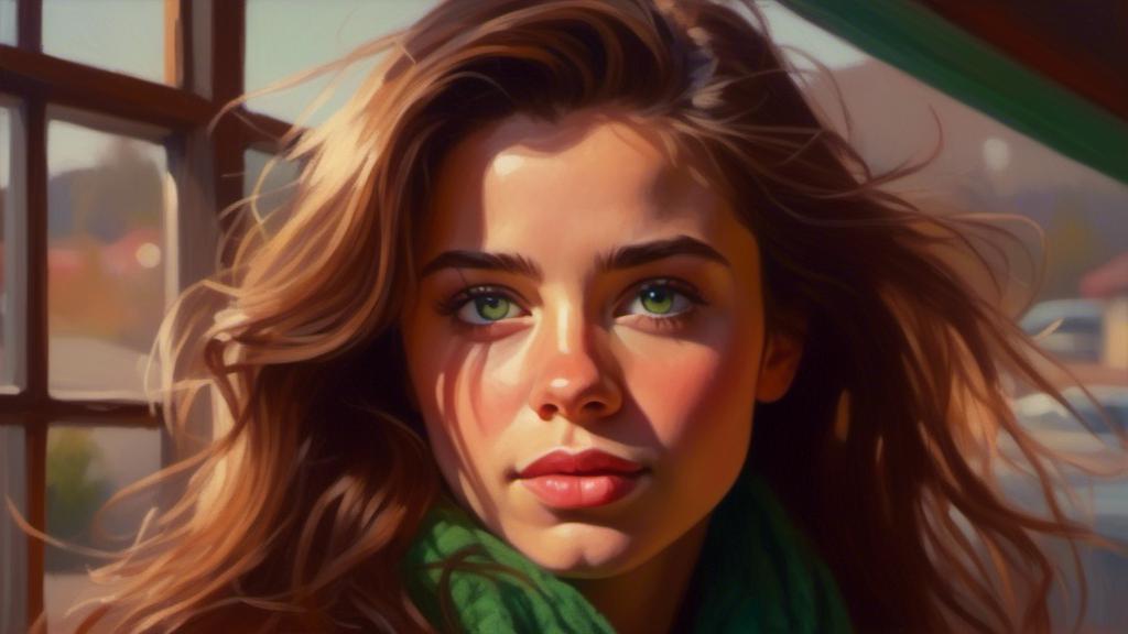 Prompt:  <mymodel> Girl, brunette, green eyes, realistic, natural lighting, high quality, detailed eyes, warm tones, realistic lighting