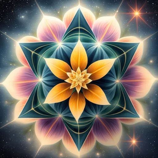 Prompt: please create a merkaba with a flower of hope