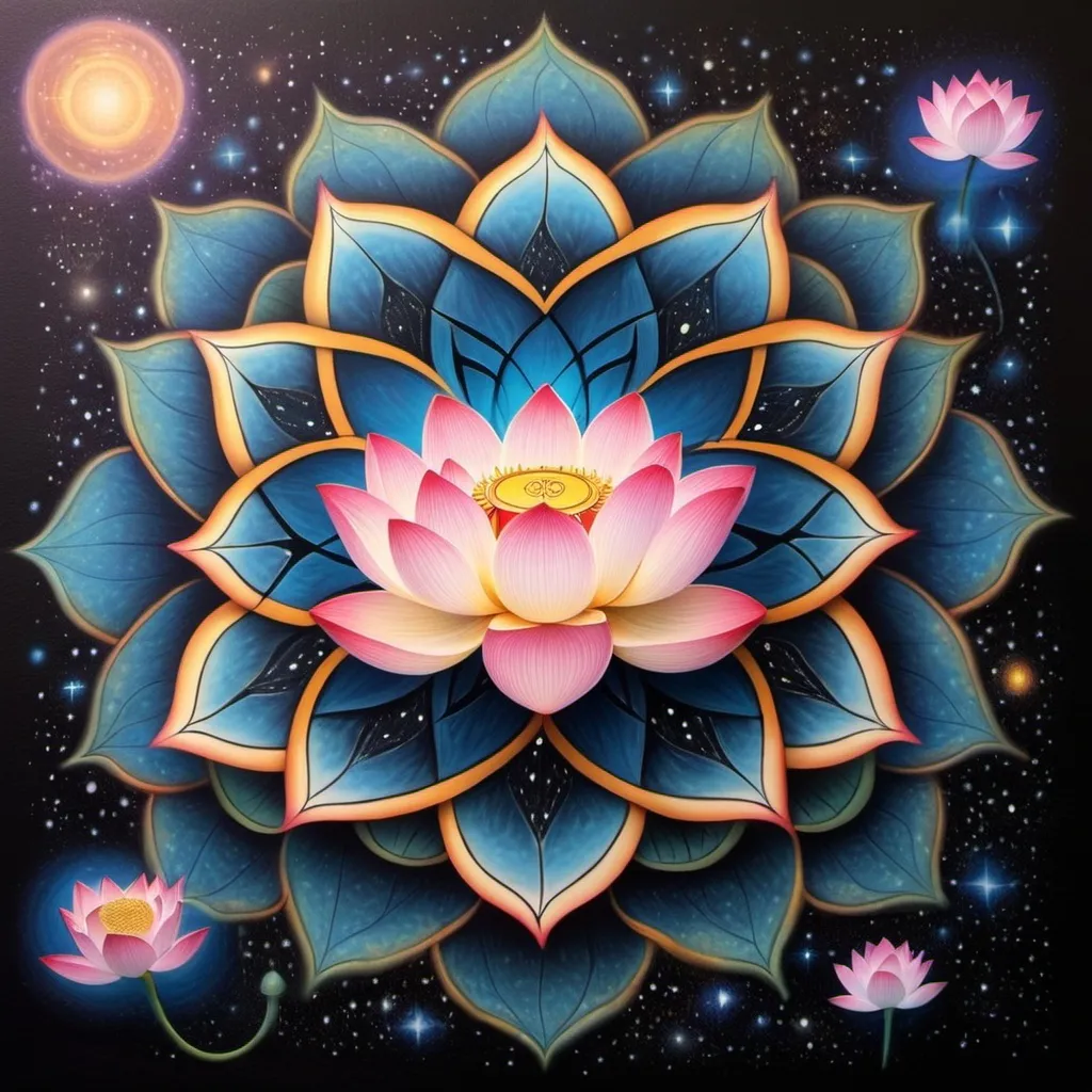 Prompt: lotus flower and merkaba