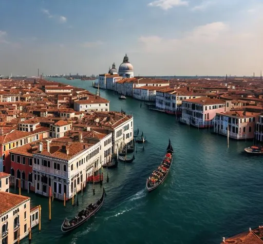 Prompt: Entire Canal Grande by Venice digitalizated seen from above 16:9
